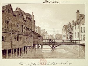 Udsigt over Folly, Dockhead, Bermondsey, 1828 fra 